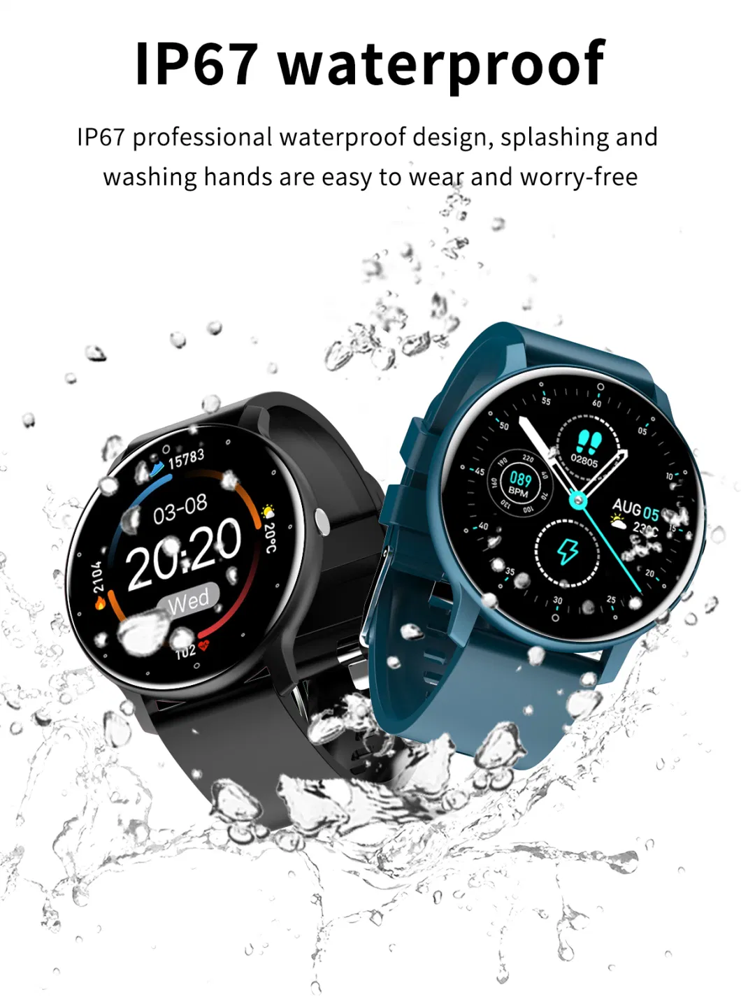 Zl02s Smartwatch Zl02D Touch Screen Reloj Inteligente Heart Rate Android Smart Watch Health Monitoring SKD Sdk Watches OEM ODM GPS Dafit Custom Manufacturer Men